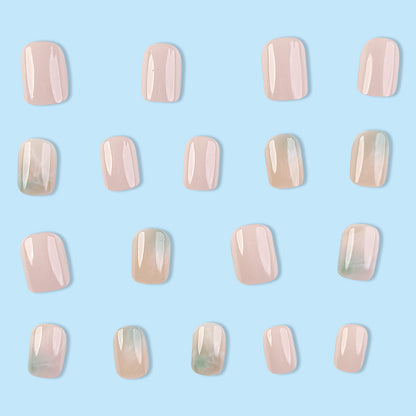 Pink blue contrasting marble patterned fake nail patches