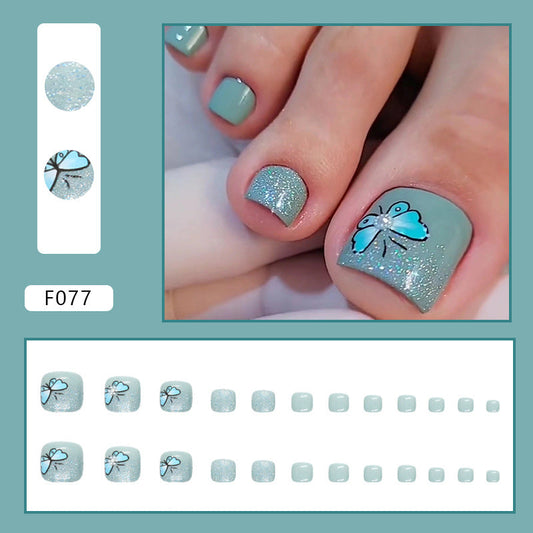 Diamond sparkle ins-style fake nails pedicure F077