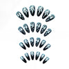 12 Sizes-24 Pcs Press On Nails Black w-320