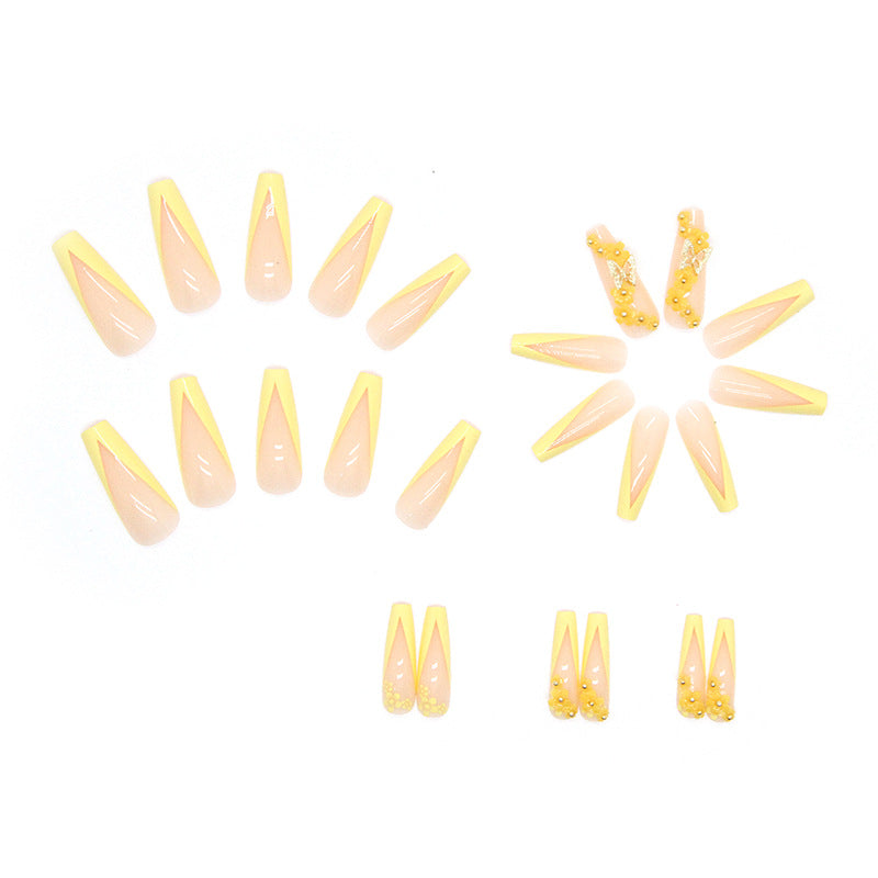 Yellow Long Ballet Diamond Wearing nail