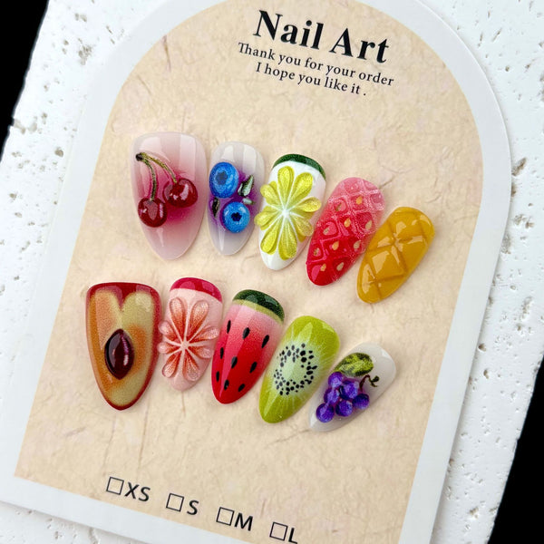 30 pieces of three-dimensional fruit color super short almonds