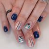 Dark blue plaid pumpkin hand-painted press ons
