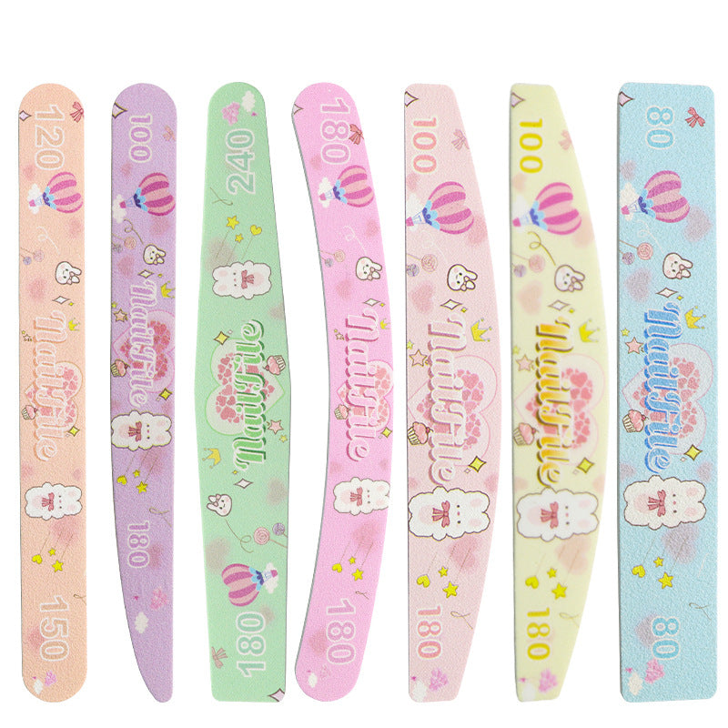 7 PCS Nail File Set - Includes 100/180, 180/240, 80/80, 120/150 Grit Files for Manicures