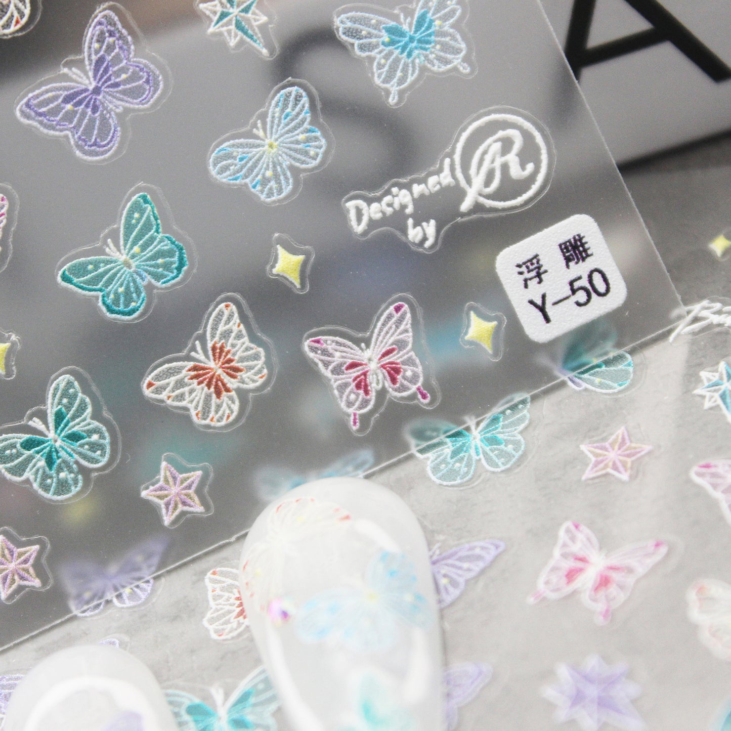 Gradient butterfly back glue nail stickers