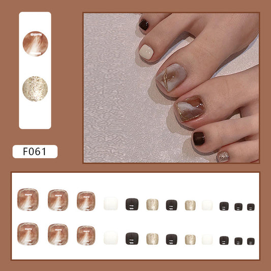 Diamond sparkle ins-style fake nails pedicure F061