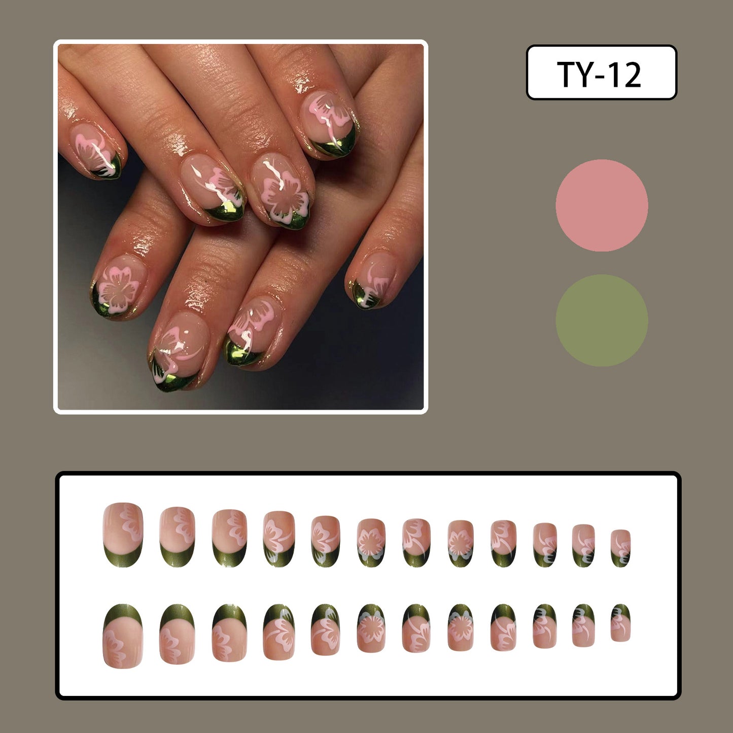 Green French short finished manicure