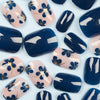 Autocollants d'ongles en porcelaine bleue et blanche