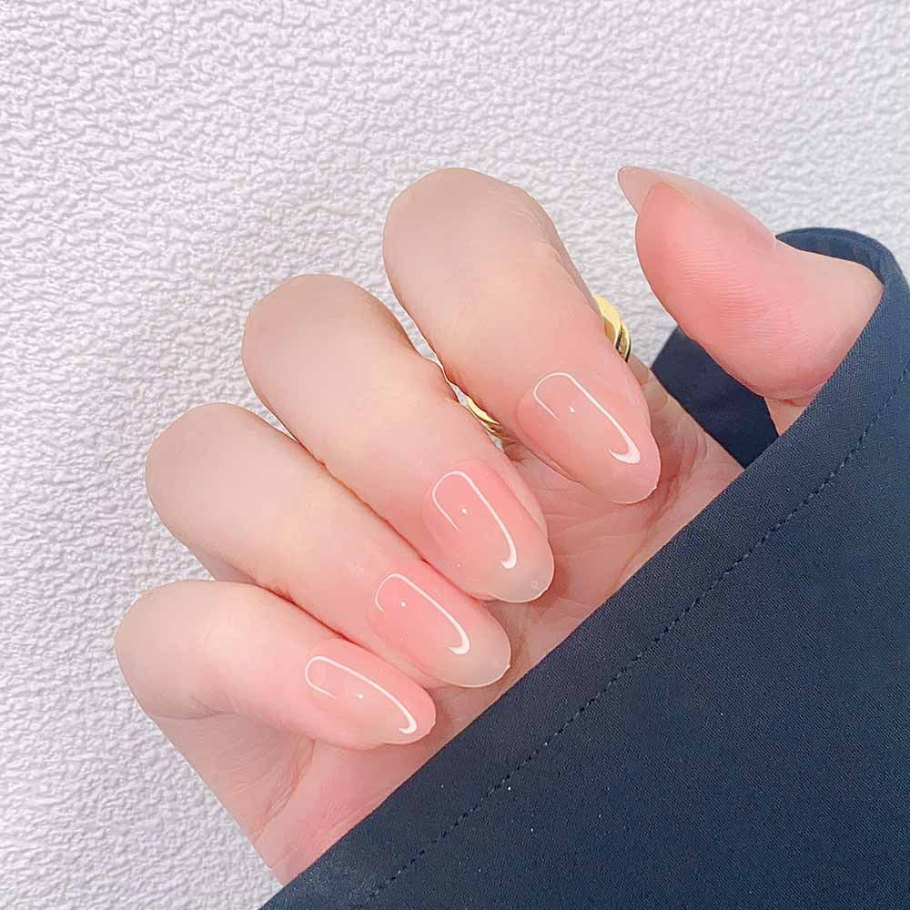 Nude Pink Gradient Halo Nail Enhancement