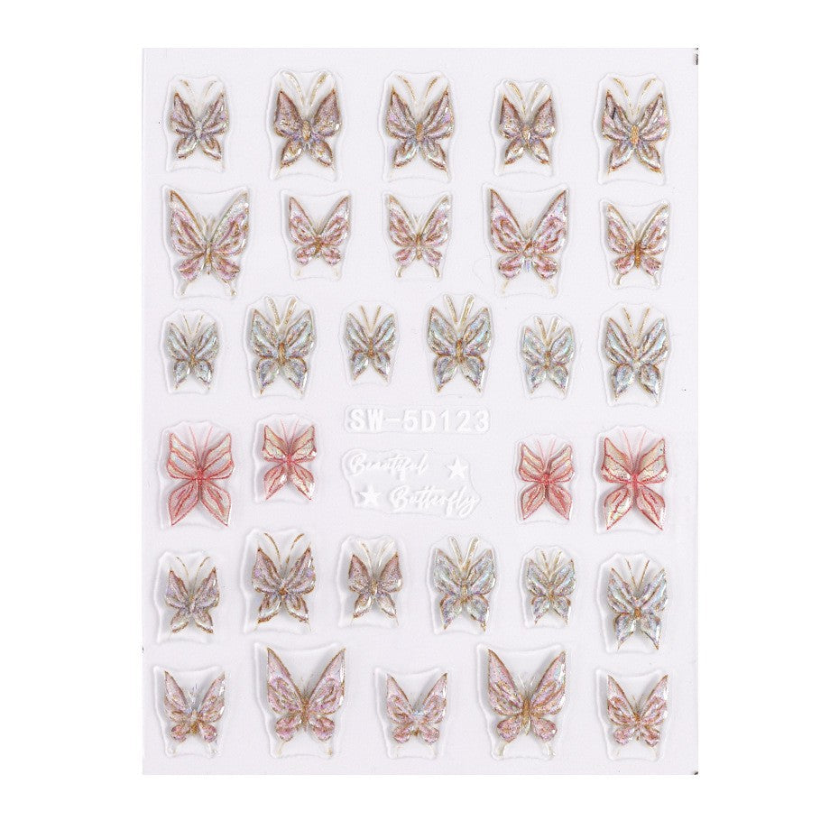 Laser illusory butterfly flower back adhesive patch