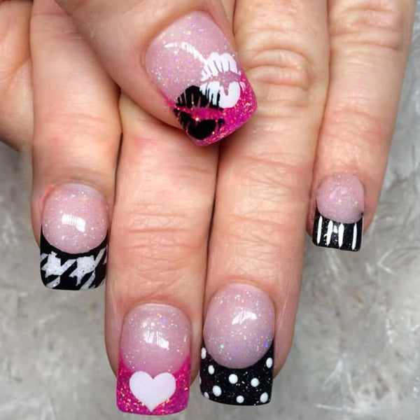 French glitter polka dot love lip print