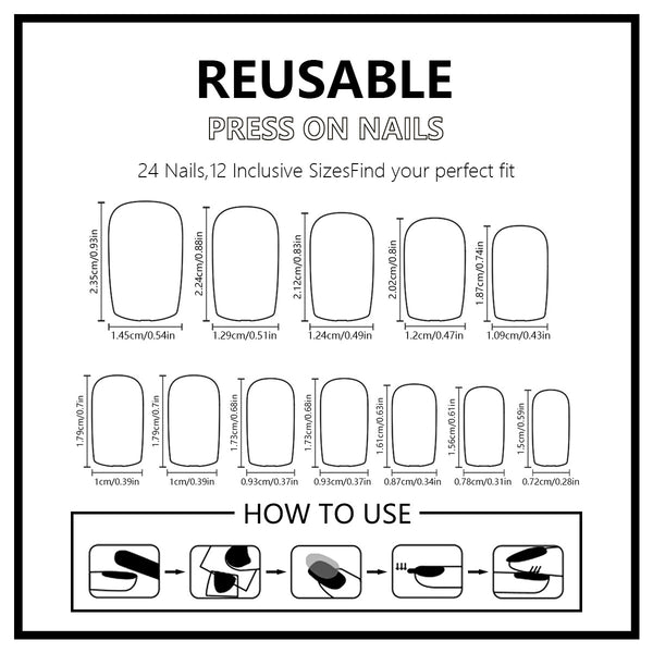 12 sizes/24 pcs press on nail
