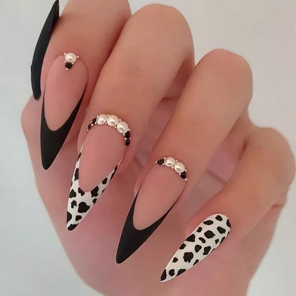 Black and white leopard print cow print fake nail patch