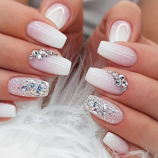 Lotus root powder gradient false nails