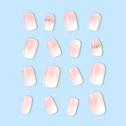 Simple White Edge Jelly Powder Nail Patch