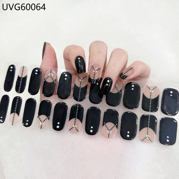 UV gel nail sticker semi-cured