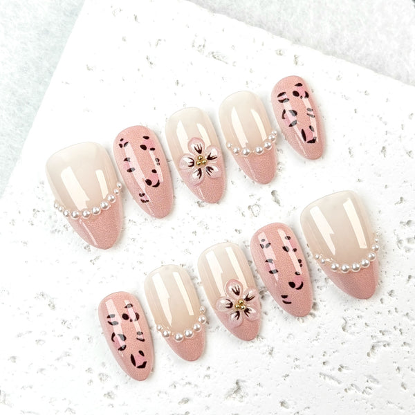 30 pieces pink pearl leopard print