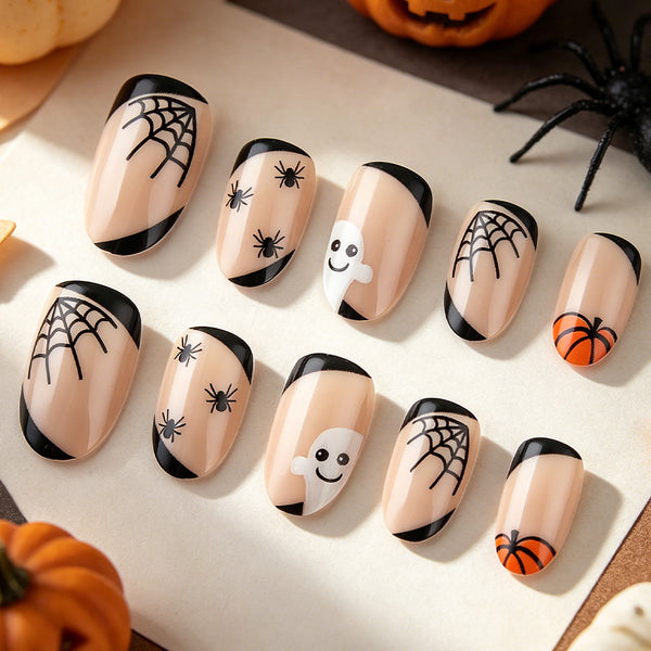 Bat manicure spider web spider halloween