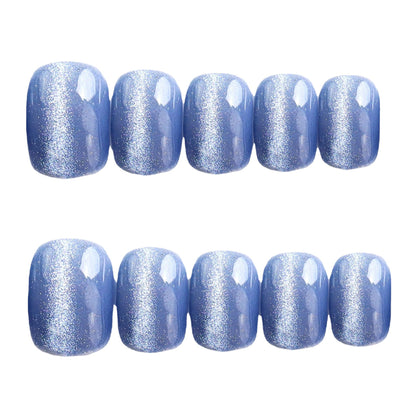 Crystal blue cat's eye false nail pieces