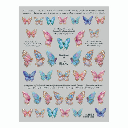 Gradient butterfly back glue nail stickers