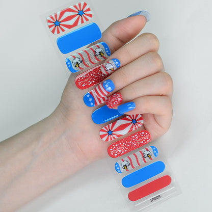 Semicured UV gel nail sticker independence day