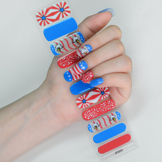 Semicured UV gel nail sticker independence day