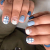 Refreshing sea salt blue color matching plaid lines hand-painted pumpkin