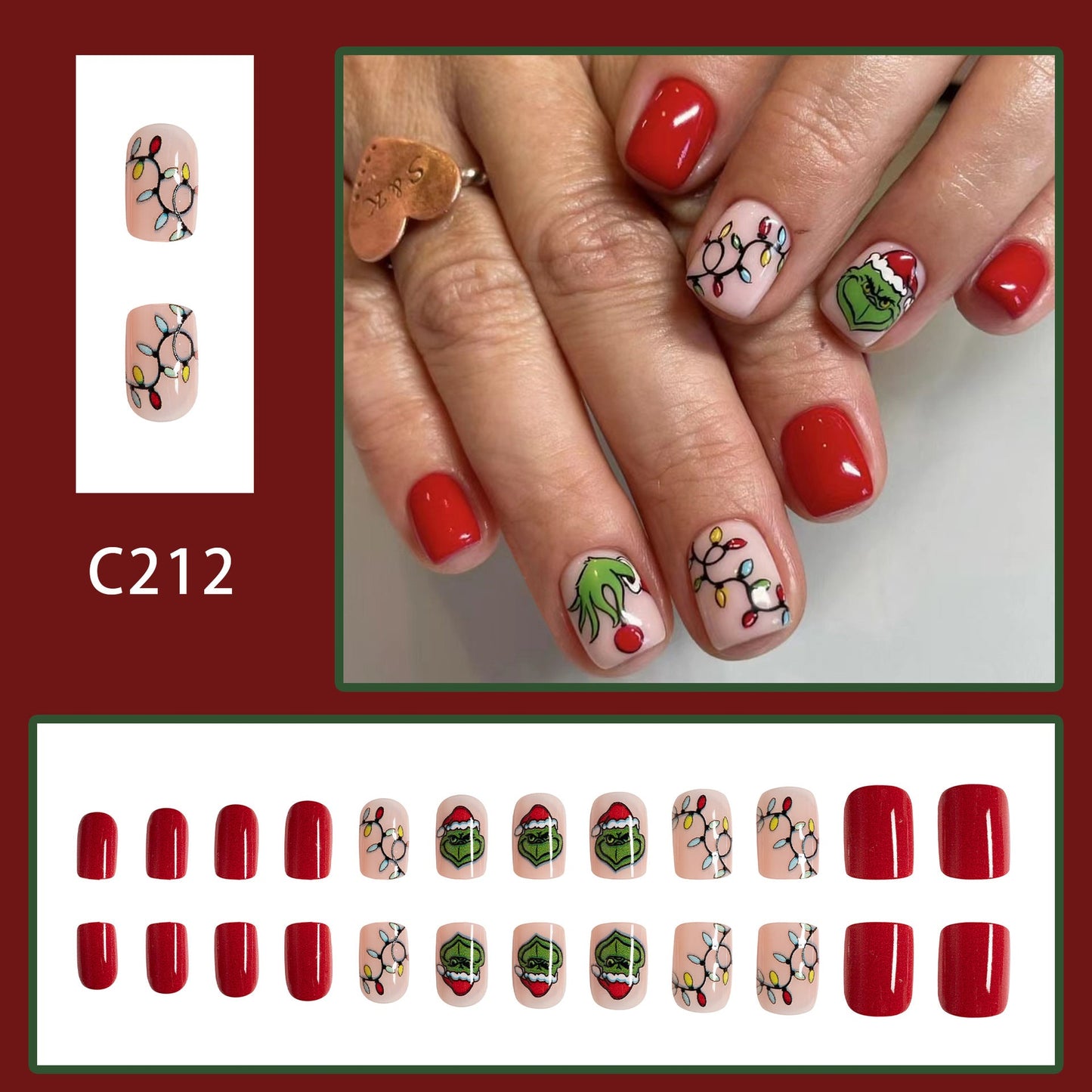 15 Sizes-30 Pcs Acrylic Press On Nails C212