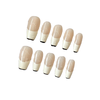 Nude French simple long nail