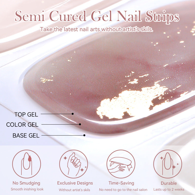 Semicured UV gel nail sticker kit