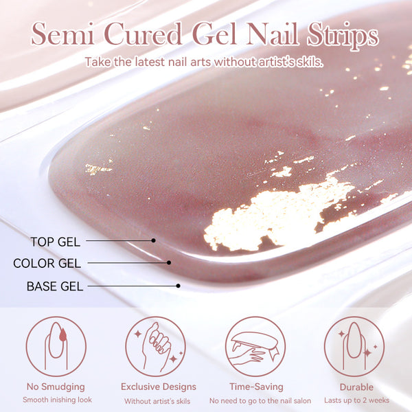 Semicured UV gel nail sticker kit