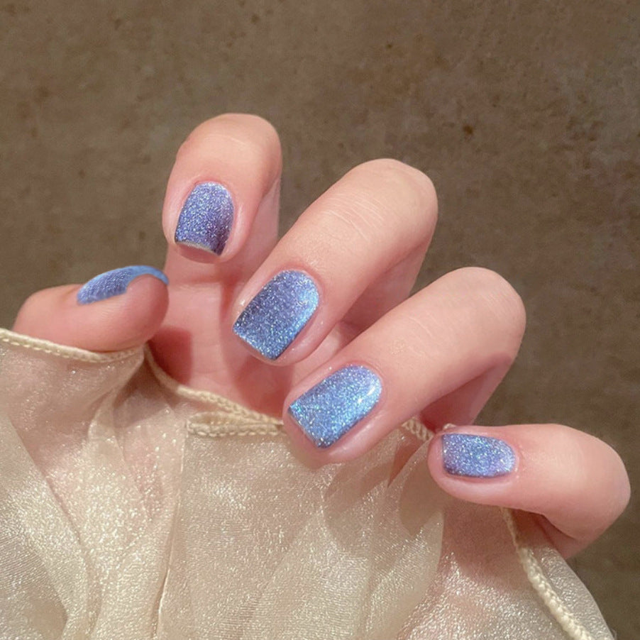 Crystal blue cat's eye false nail pieces