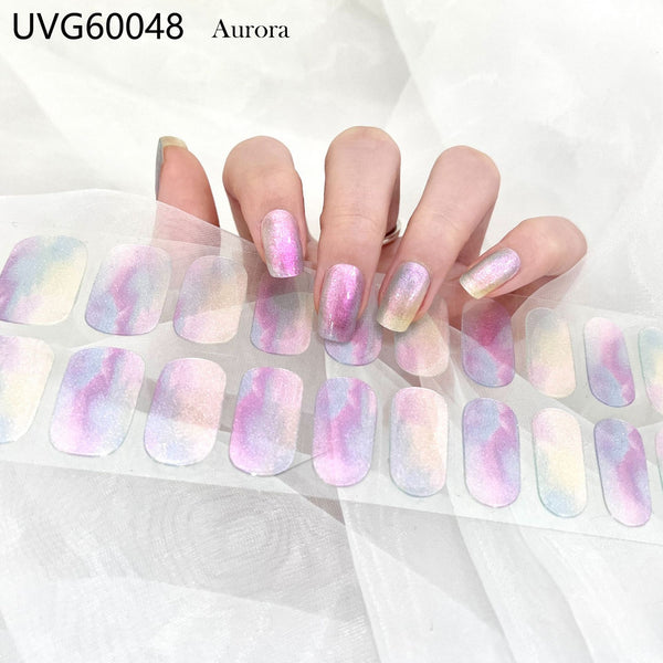 UV gel nail sticker semi-cured