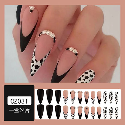 Black and white leopard print cow print fake nail patch