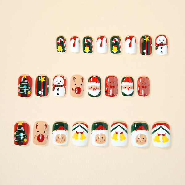 Santa Claus pine snowman manicure