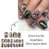 24pcs/Set Press On Nails JB985 green cat eye