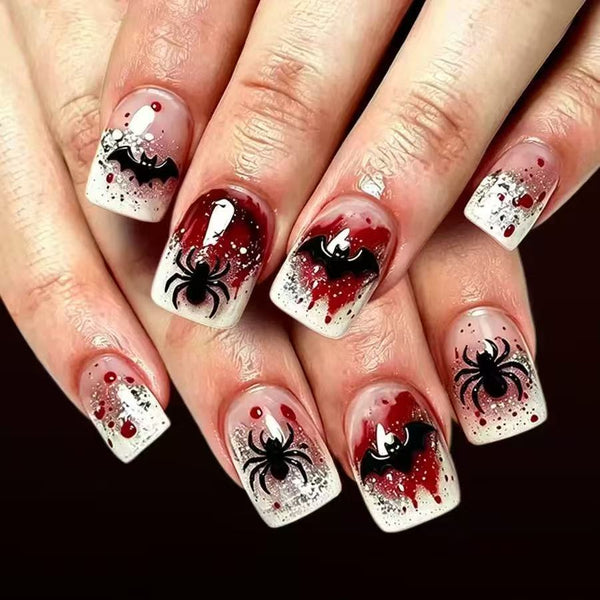 Halloween bloody gradual change bat spider blood drop
