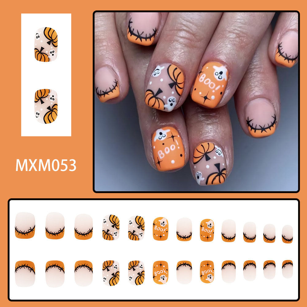 Pumpkin color fake nails