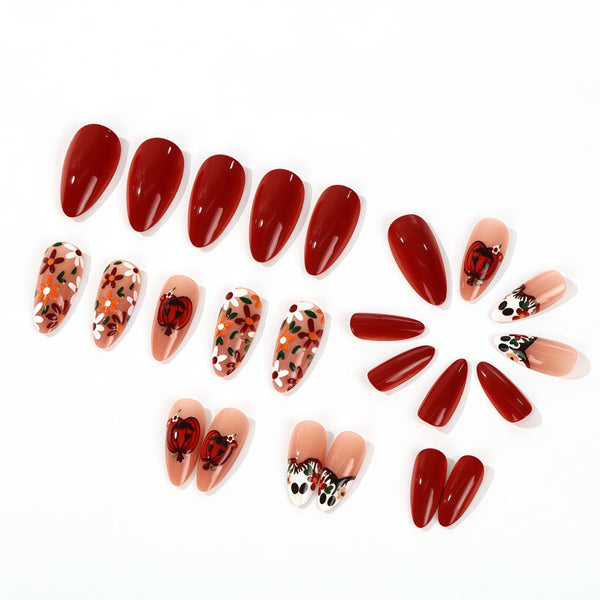 Autumn floral pumpkin ghost red orange flower