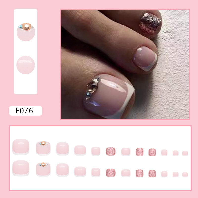 Diamond sparkle ins-style fake nails pedicure F076