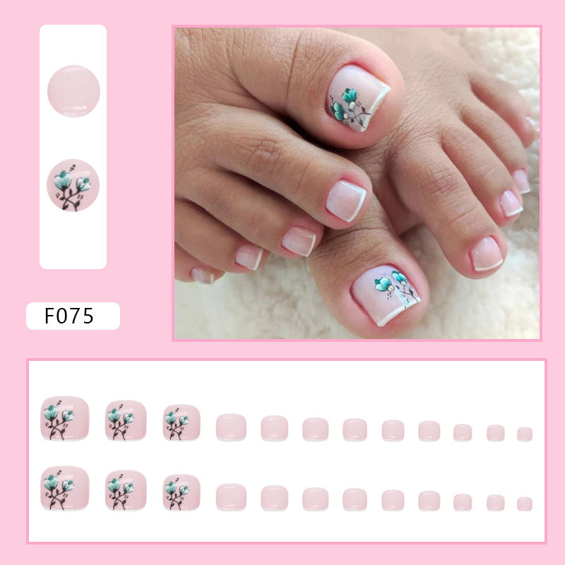 Diamond sparkle ins-style fake nails pedicure F075