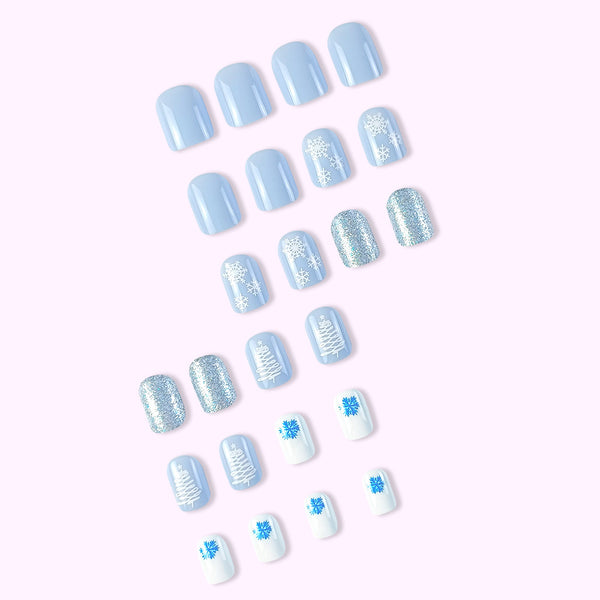 Blue and White Snowflake Nail Patch