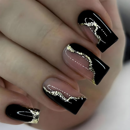 French glitter fake nails