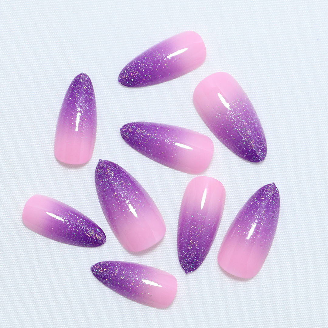 Gradual purple almond bursts with ice and penetrates fake nails.