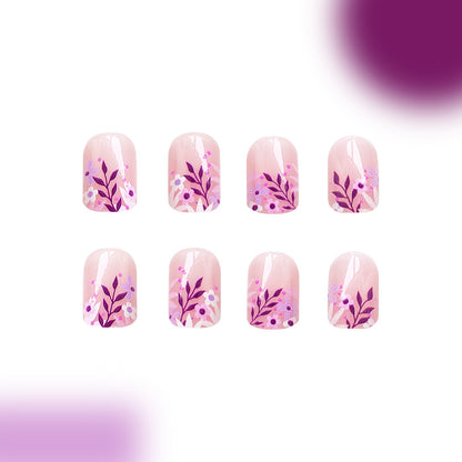 Purple lavender white flowers wear fake nail