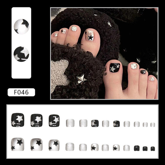 Diamond sparkle ins-style fake nails pedicure F046