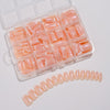 240 Pcs Glitter French white edge manicure short almond nail