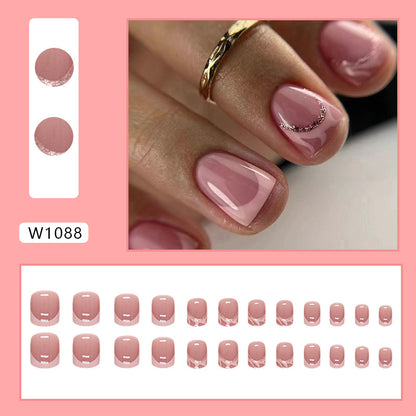 Cute Sparkling Pink Fresh Nail Enhancement