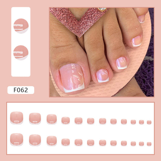 Diamond sparkle ins-style fake nails pedicure F062