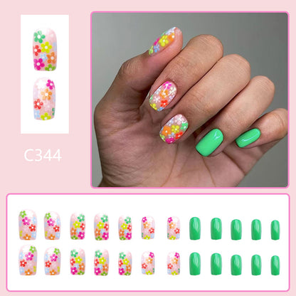 Short glossy square nails in early spring