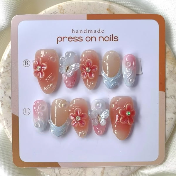 30 pieces 3d pink ombre flowers